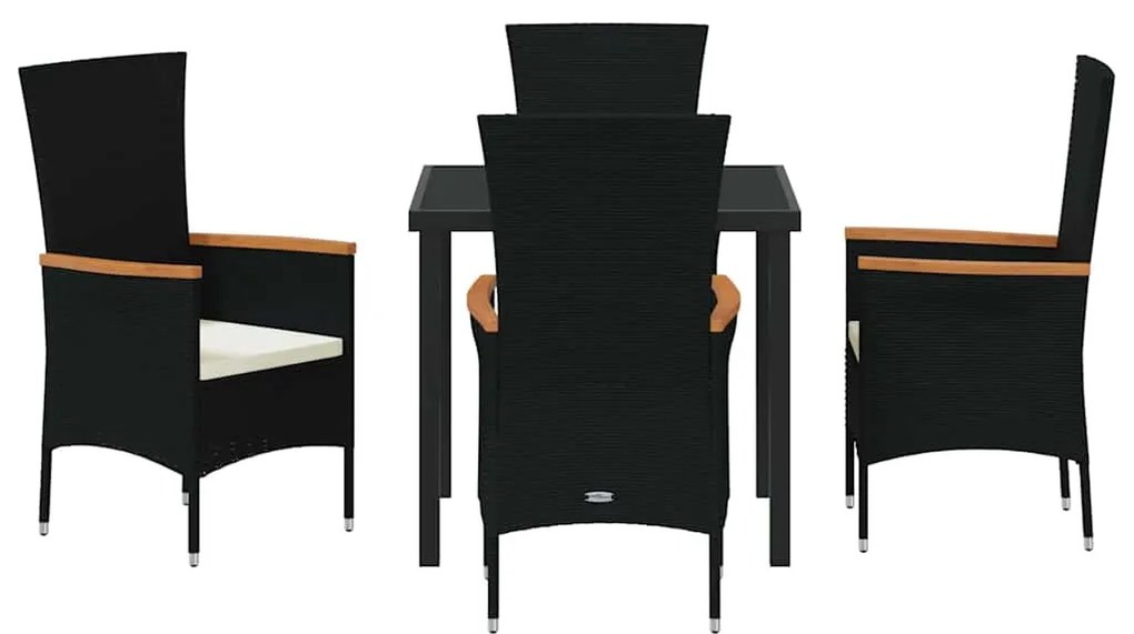 Conjunto de Jantar de Jardim 5 pcs Preto 80 x 80 x 73 cm