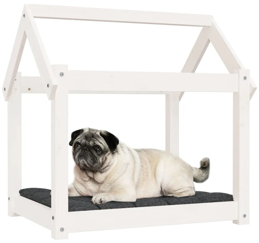 Cama para cães 71x55x70 cm madeira de pinho maciça branco