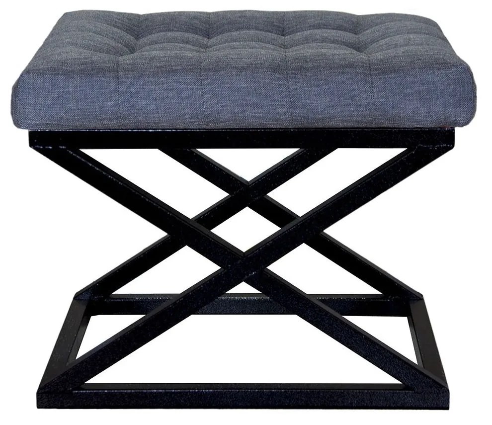 Pouffe Capraz – Preto e Azul – 50x42x40 cm