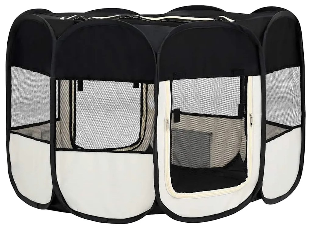 Parque dobrável p/ cão c/ saco de transporte 110x110x58cm preto
