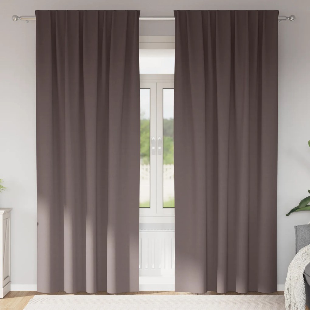 vidaXL Cortinas opacas 2 pcs Castanho escuro 245 x 140 cm Poliéster