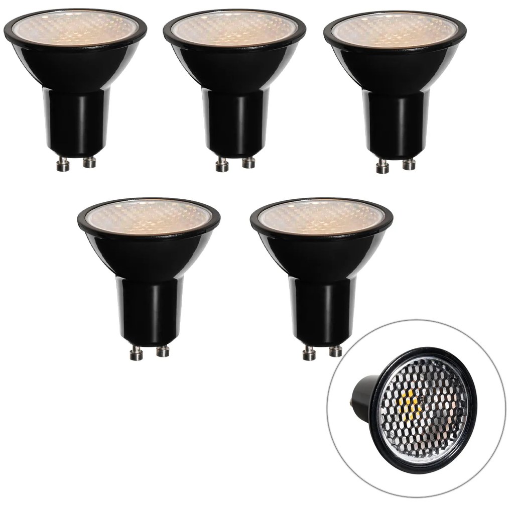 Conjunto de 5 Lâmpadas LED GU10 Reguláveis 50mm Favo de Mel 6W 400 lm 3000K