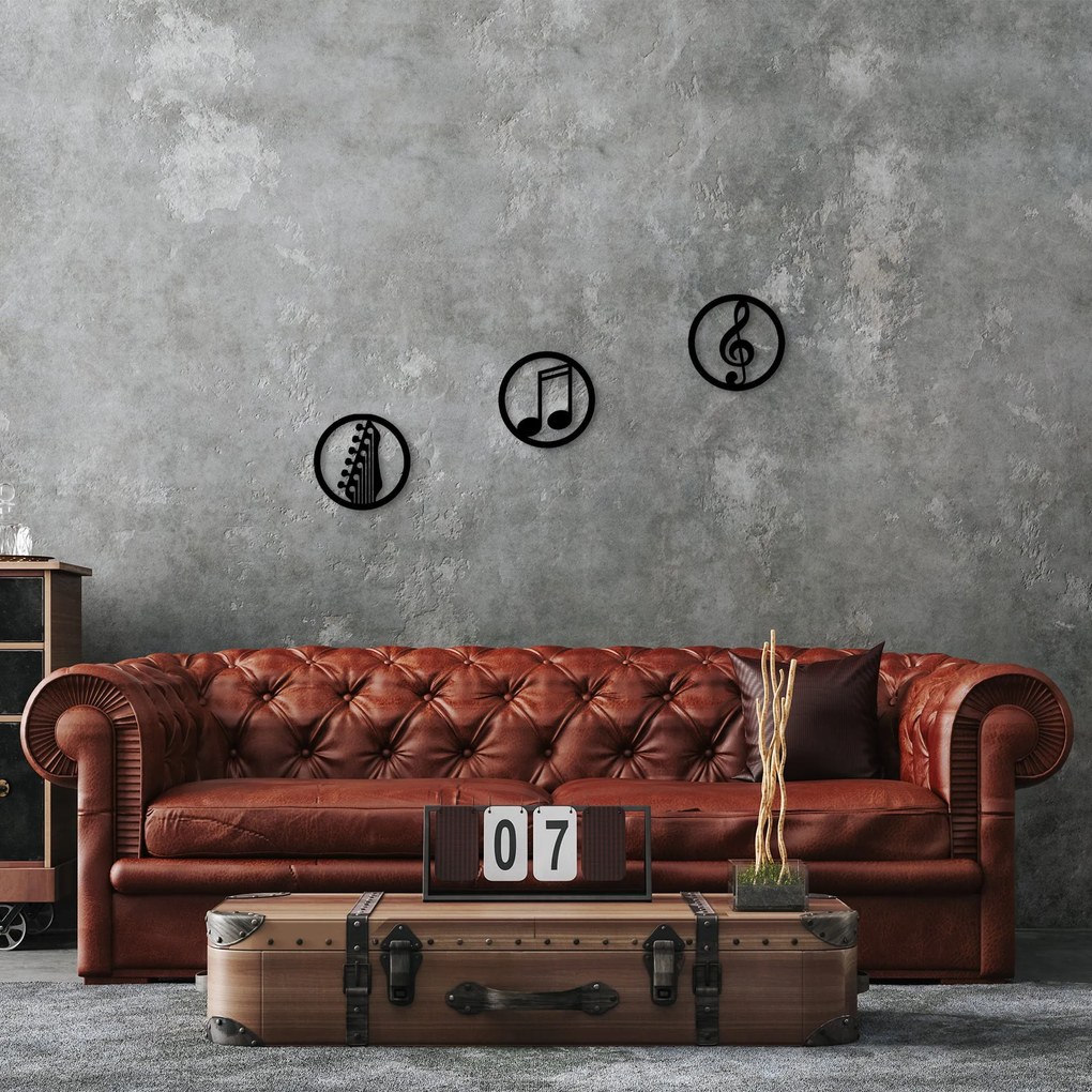 Acessório Decorativo de Parede Just Music – Preto – 25 cm (3 Peças)