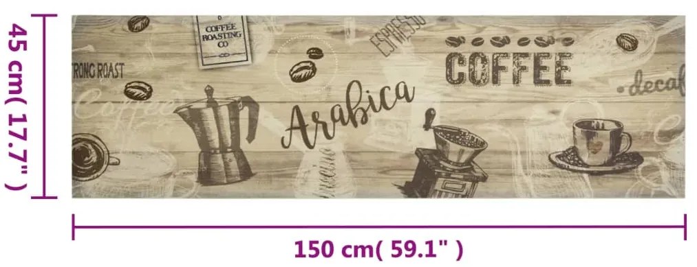 Tapete de cozinha lavável 45x150 cm veludo padrão café castanho