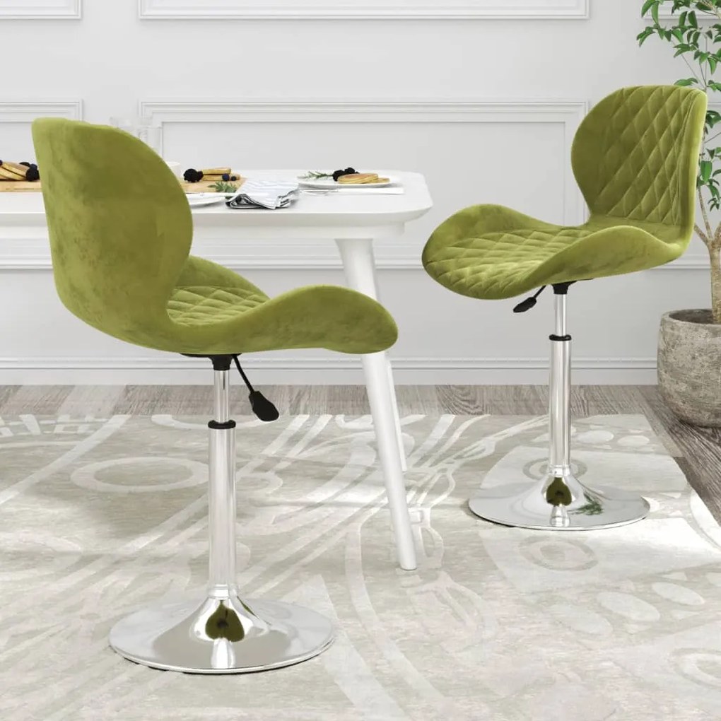 vidaXL Cadeiras de jantar giratórias 2 pcs veludo verde-claro