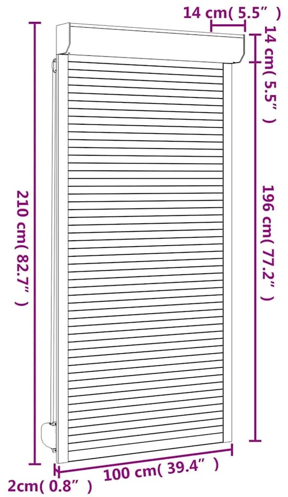 Persiana de enrolar em alumínio 100x210 cm antracite