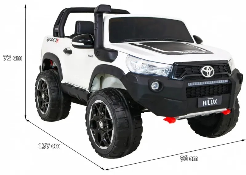 Carro elétrico para Crianças Toyota Hilux 12V, 4x4 Rodas Espuma EVA, Assento couro ecológico Branca