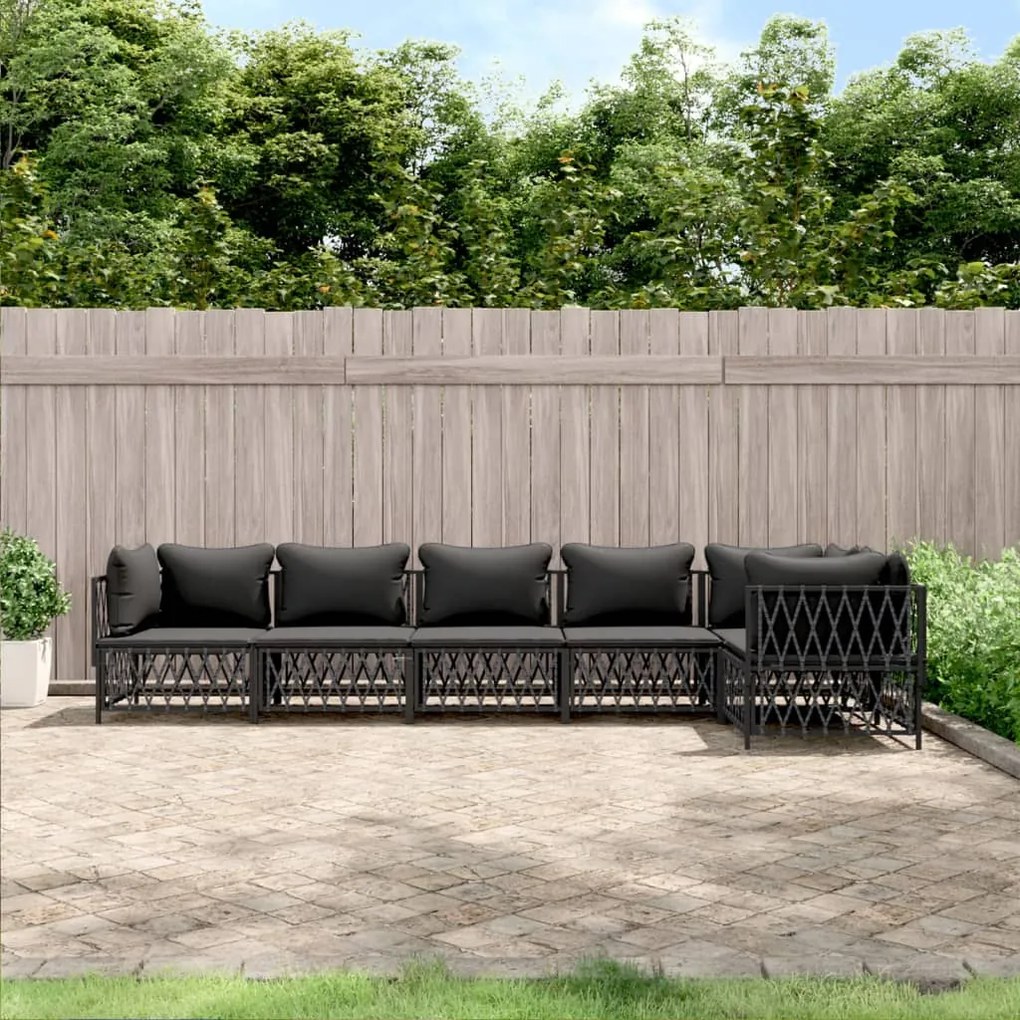 vidaXL 6 pcs conjunto lounge de jardim com almofadões aço antracite