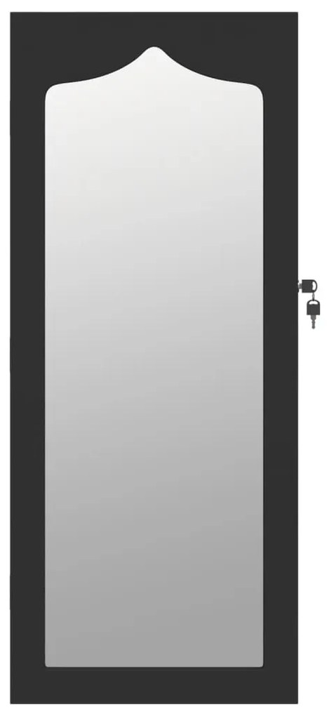 Móvel para joias de parede espelhado 37,5x10x90 cm preto