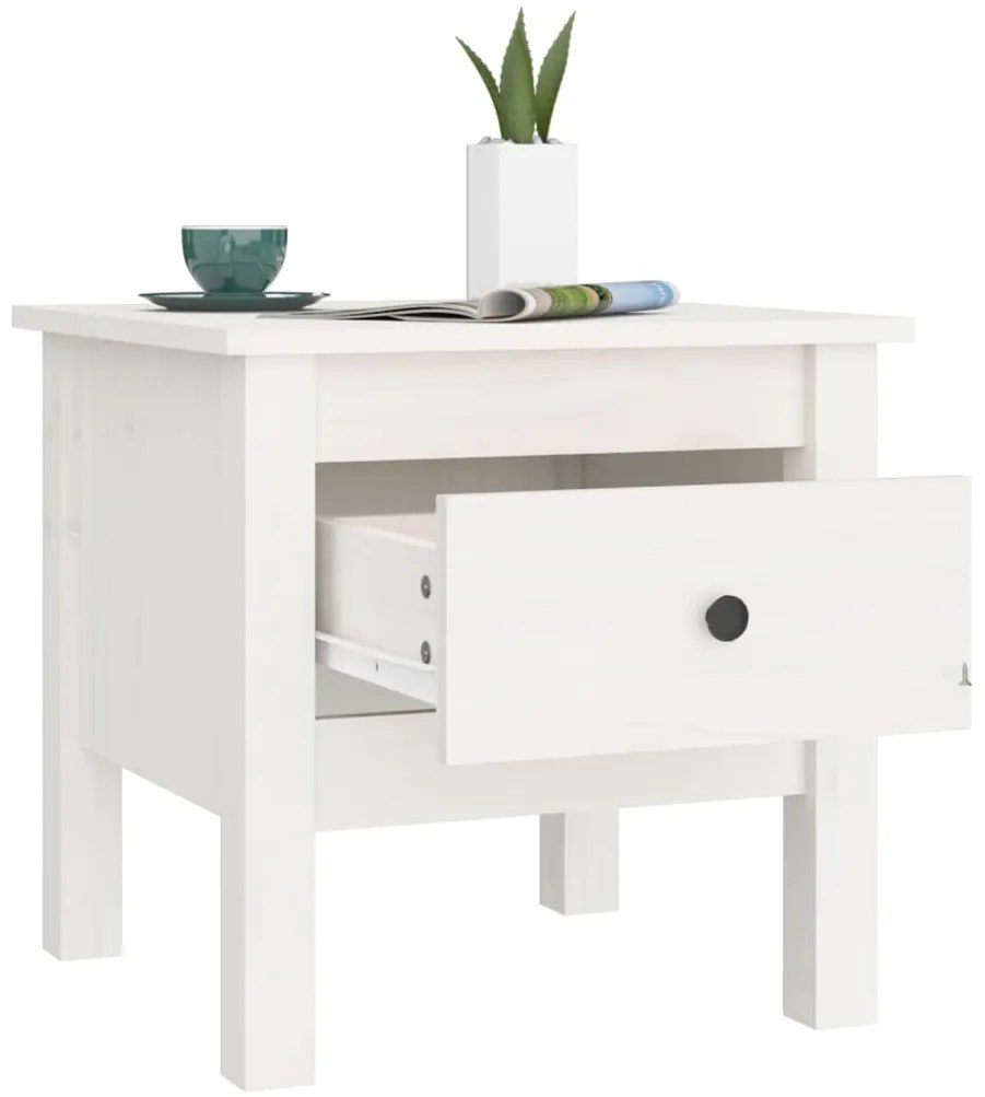 Mesa de apoio 40x40x39 cm pinho maciço Branco