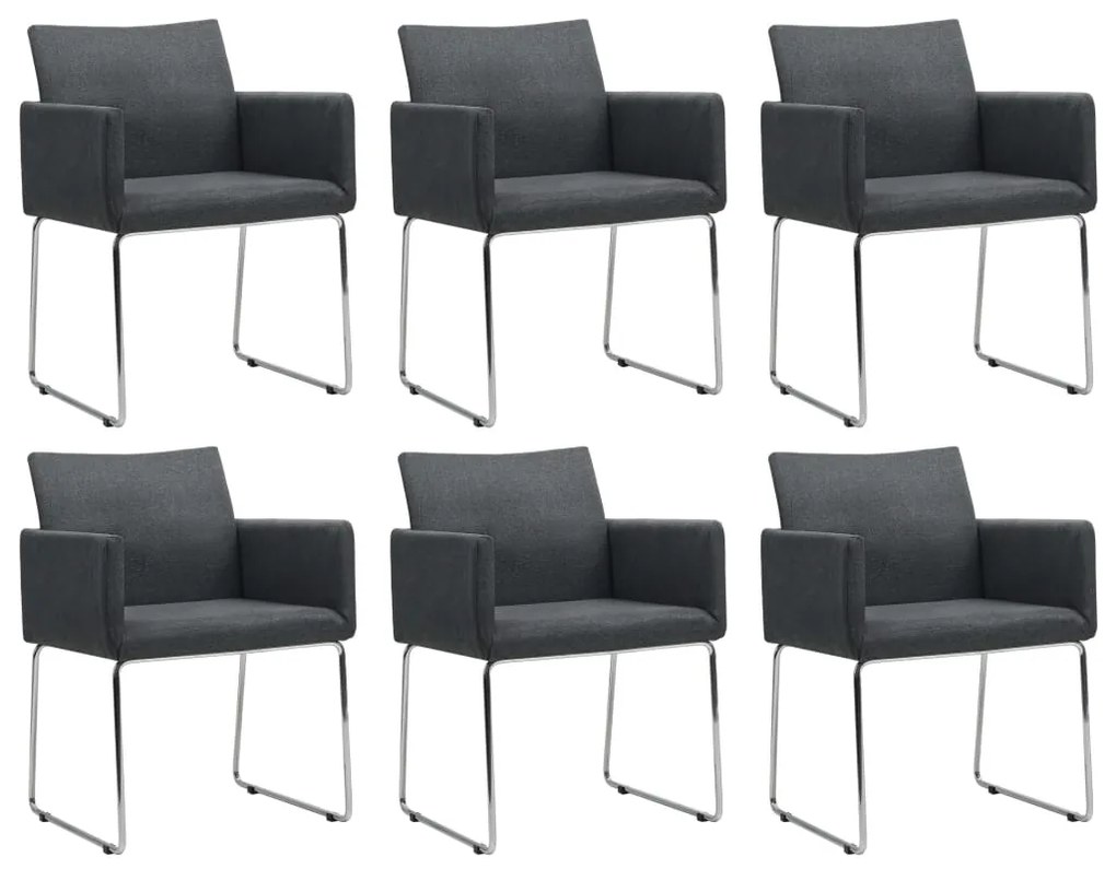 vidaXL Cadeiras de jantar 6 pcs tecido cinzento-escuro