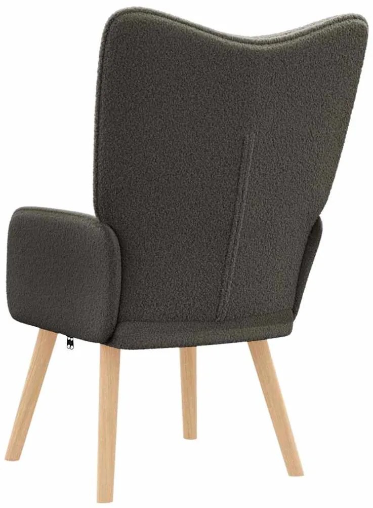 Poltrona Relaxante vidaXL Cinza Escuro em Tecido de Lã Curly
