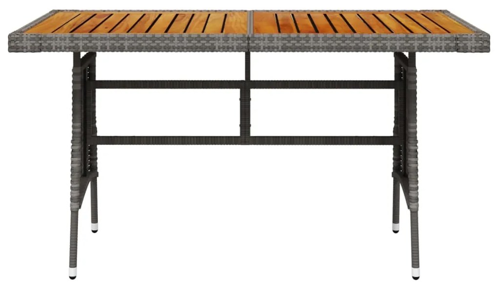 Mesa de jardim 130x70x72 cm vime PE e acácia maciça cinzento