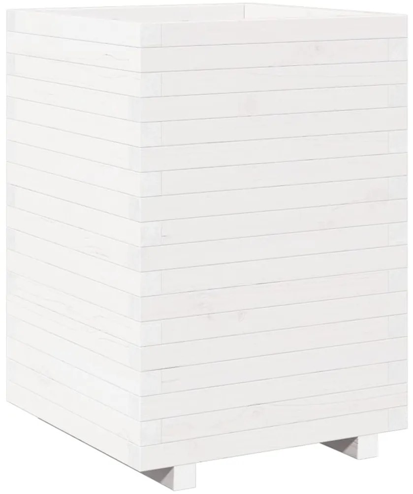 Vaso/floreira de jardim 50x50x72,5 cm pinho maciço branco