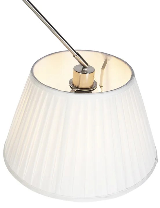 Candeeiro de suspensão em aço com cúpula plissada creme 35 cm - Blitz Clássico / Antigo