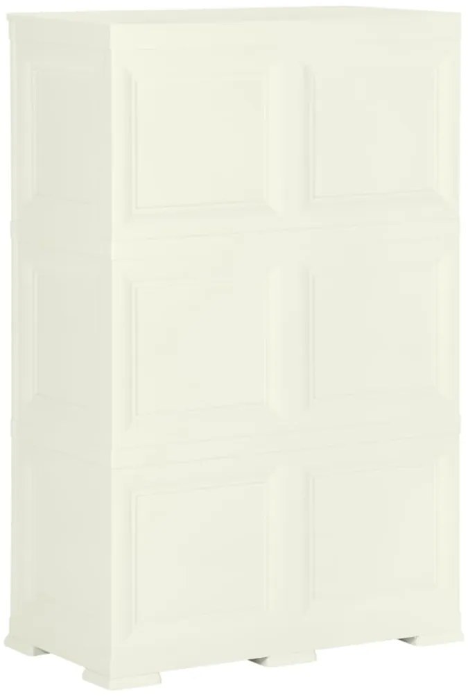 Armário de plástico 79x43x125 cm design de madeira cor baunilha