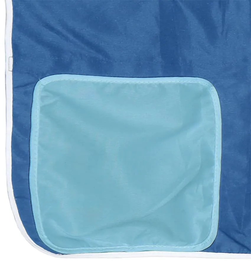 Cama alta p/ criança c/ cortinas 90x200 cm pinho maciço azul