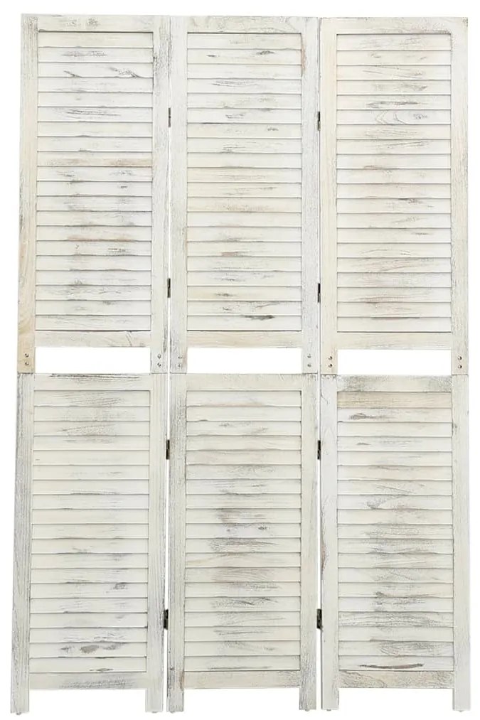 vidaXL Biombo com 3 painéis 105x165 cm madeira branco antigo