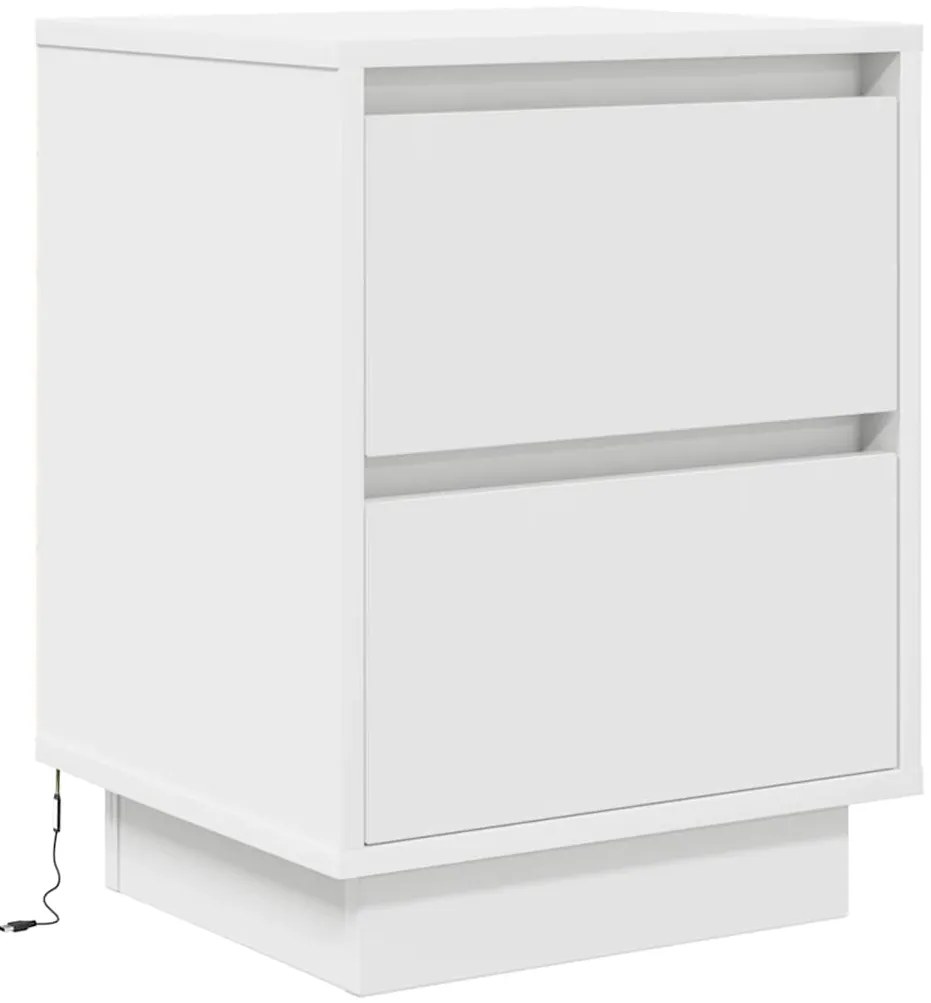 Armário de cabeceira com luzes LED branco 38x34x50 cm