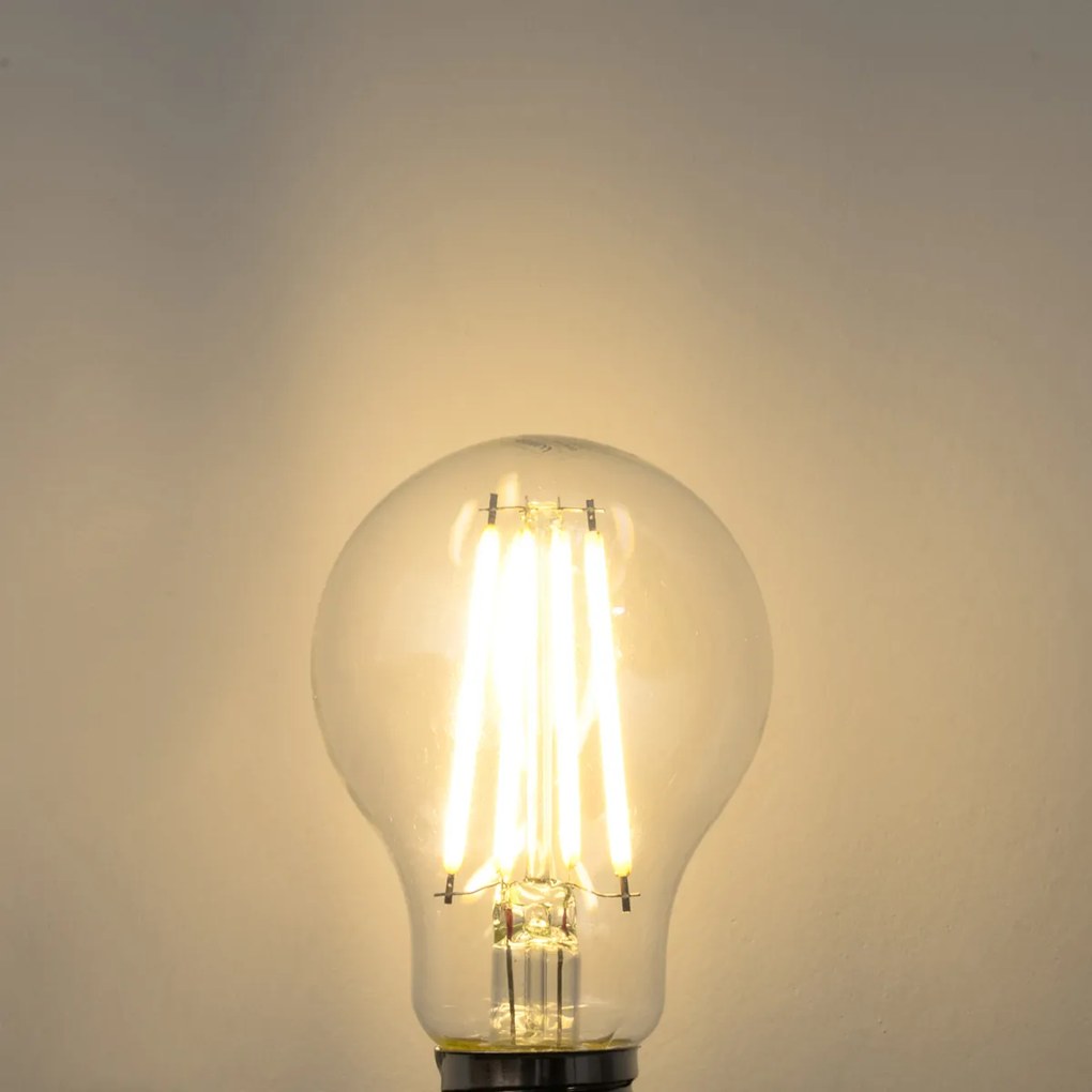 Conjunto de 5 lâmpadas LED E27 reguláveis A60 transparentes 7,2W 1521 lm 3000K