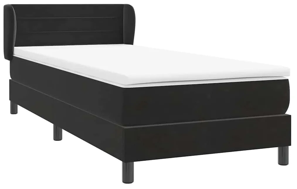 Cama box spring com colchão 90x210 cm veludo preto