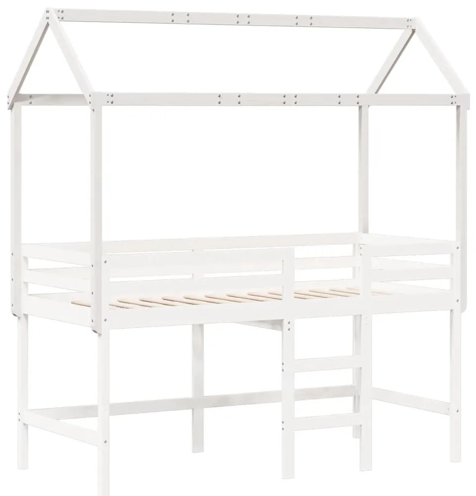 Telhado de cama infantil 207x80,5x151,5 cm pinho maciço branco
