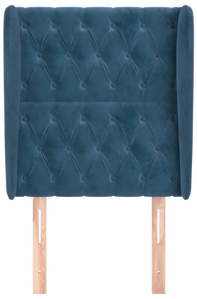 Cabeceira cama c/ abas veludo 83x23x118/128 cm azul-escuro