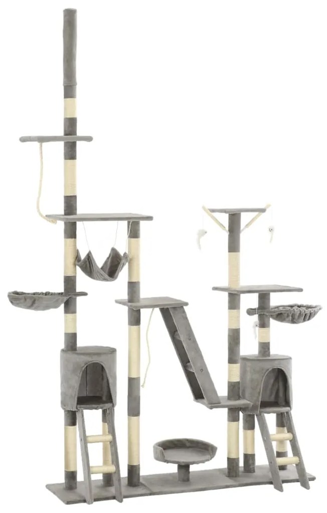 Árvore p/ gatos c/ postes arranhadores sisal 230-250cm cinzento