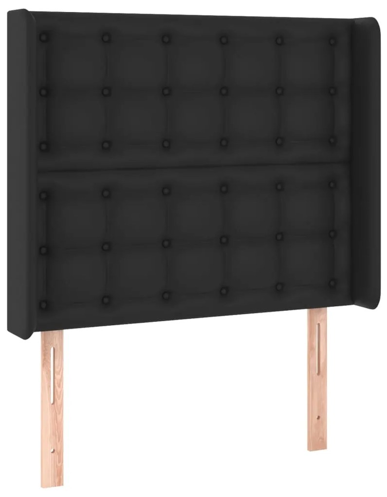 Cama box spring c/ colchão/LED 100x200cm couro artificial preto