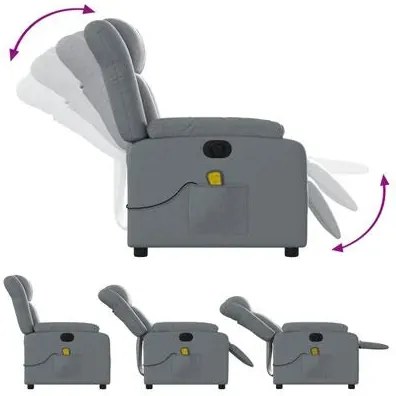 Poltrona de Massagens, Reclinável e Elétrica - Couro Artificial - Cinz