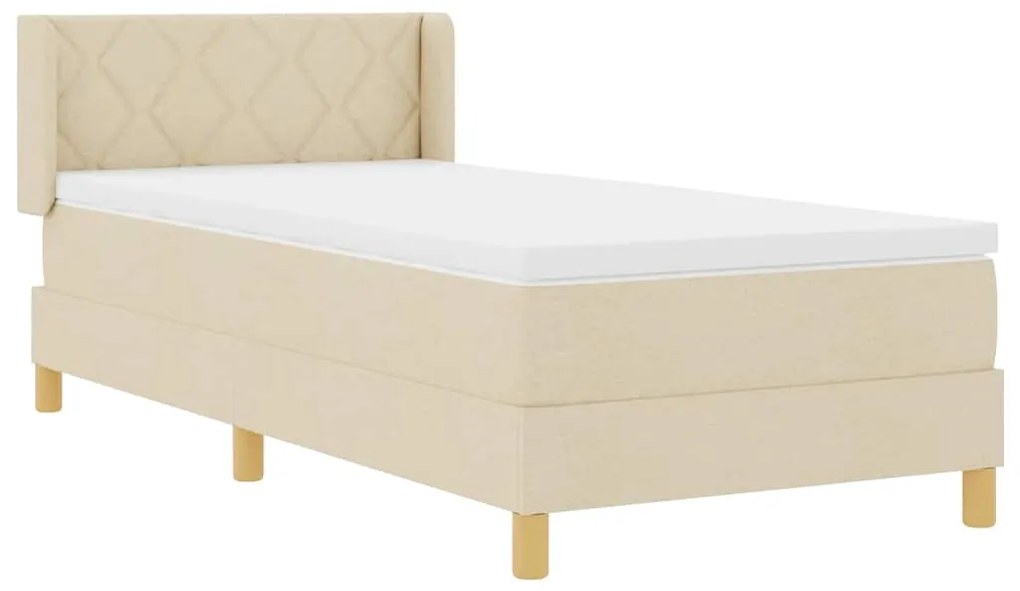 Cama Box com Colchão Creme 90 x 200 cm, Tecido.
