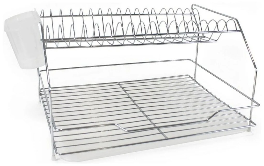 Escorredor de Louça Quttin Prateado Metal Branco Plástico (46,5 x 35,5 x 26 cm)