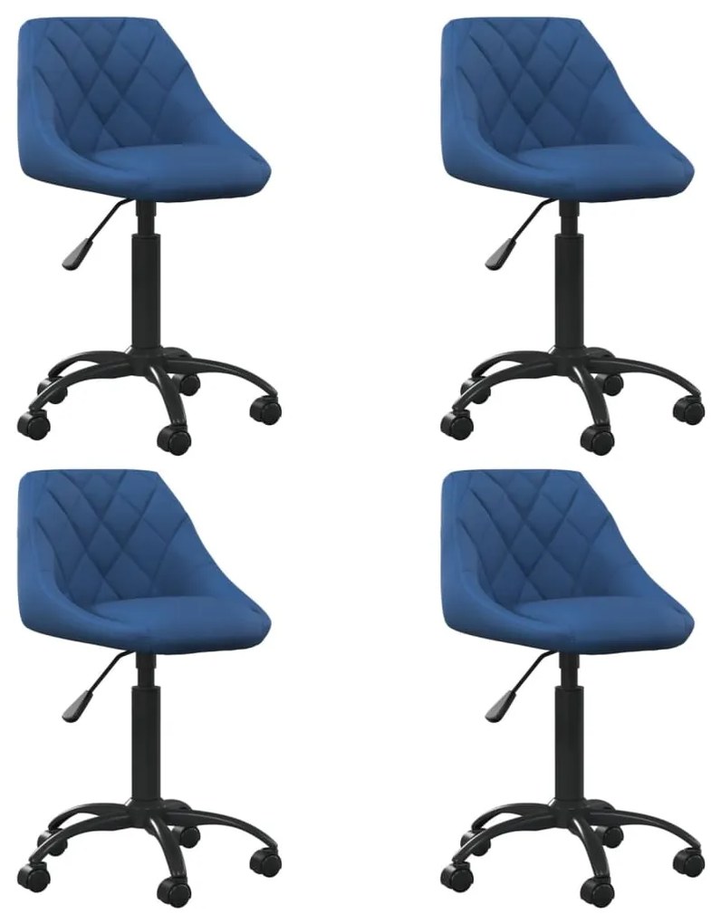vidaXL Cadeiras de jantar giratórias 4 pcs veludo azul