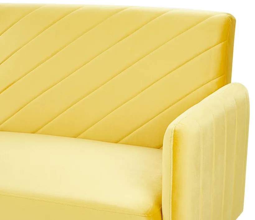 Sofá-cama de 3 lugares em veludo amarelo SENJA Beliani