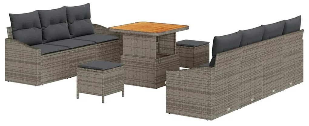 Conjunto de Sofás de Jardim Com Almofadas vidaXL 10 Peças Cinza Rattan
