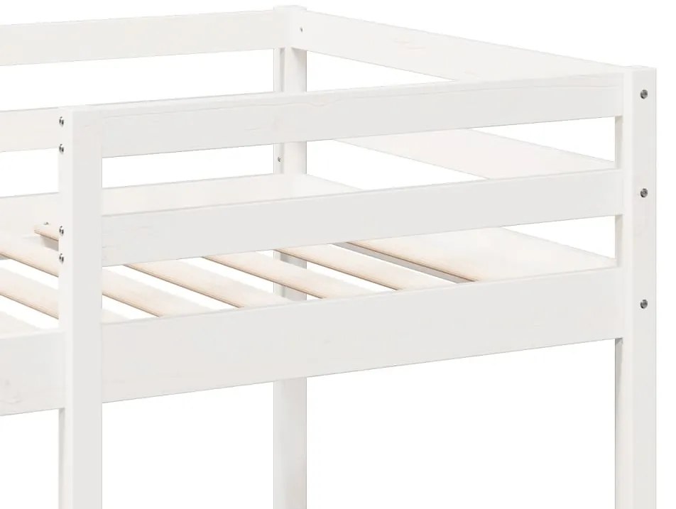 Cama alta c/ secretárias/prateleiras 90x200 cm pinho branco