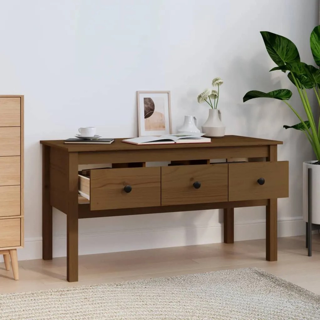Mesa de centro 102x49x55 cm pinho maciço castanho mel