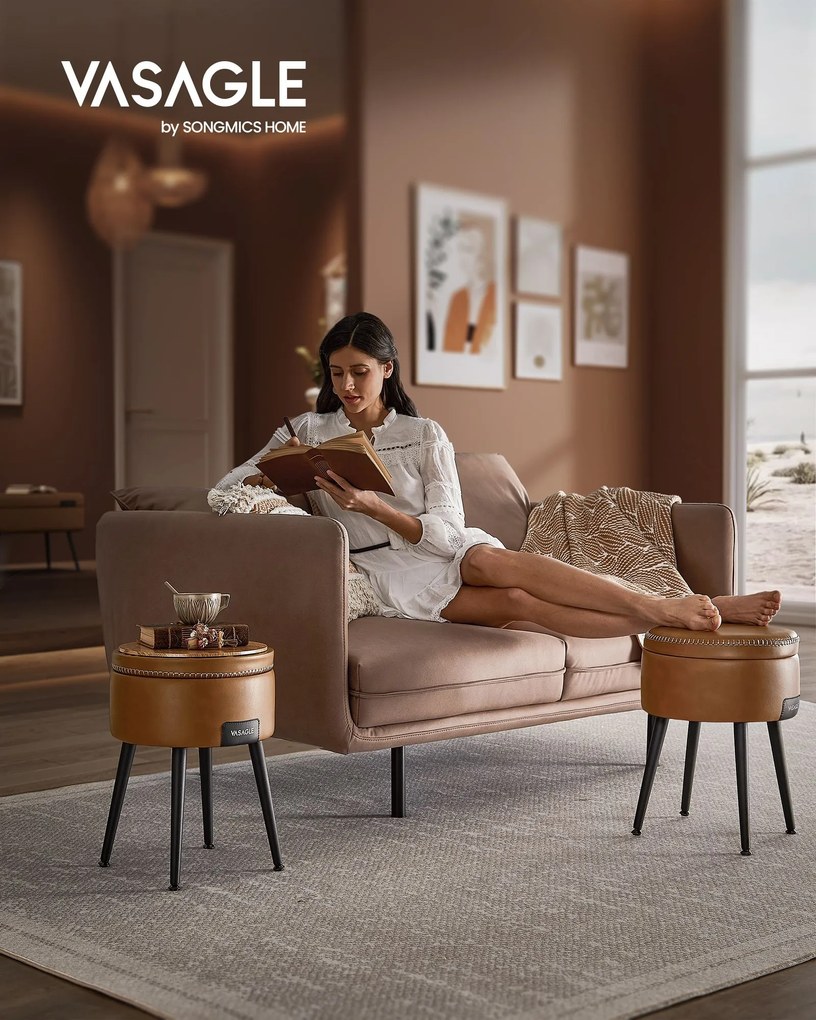 Banco com arrumação estilo meados do século Coleção EKHO Castanho Caramelo