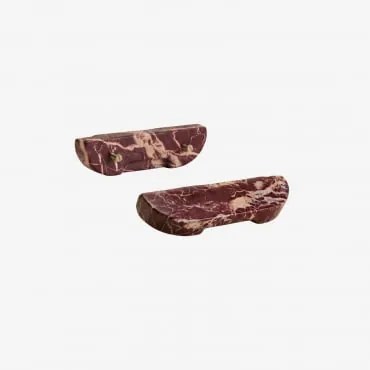 Pack De 2 Puxadores Em Pedra Natural Tinesla ↔︎ 16 Cm & Mármore Vermelho Cherry Gold - Sklum