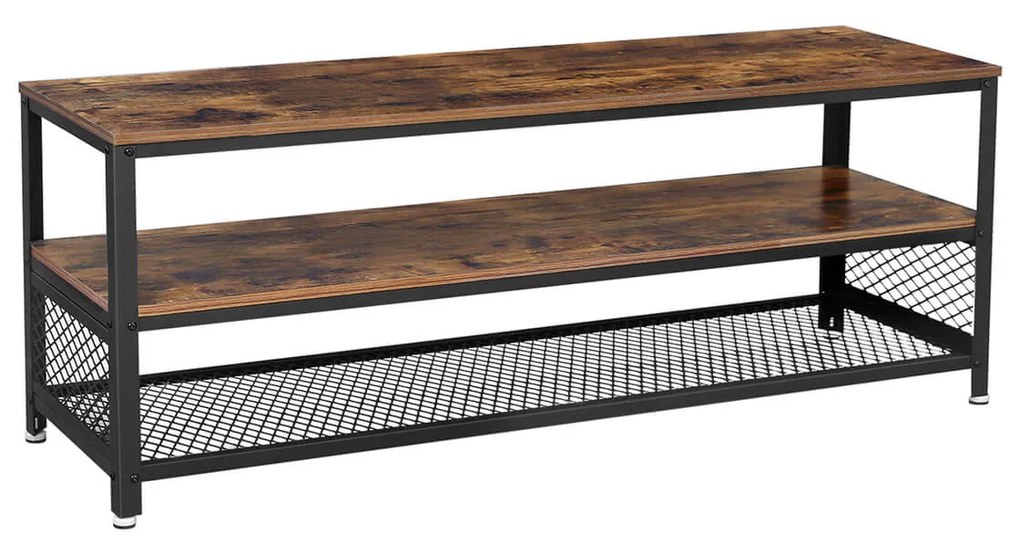 Suporte de TV industrial VASAGLE para telas de até 60 polegadas, gabinete de TV alongado, console, mesa de centro com estrutura de metal, textura semelhante à madeira, para sala de estar, quarto, marrom rústico LTV50BX