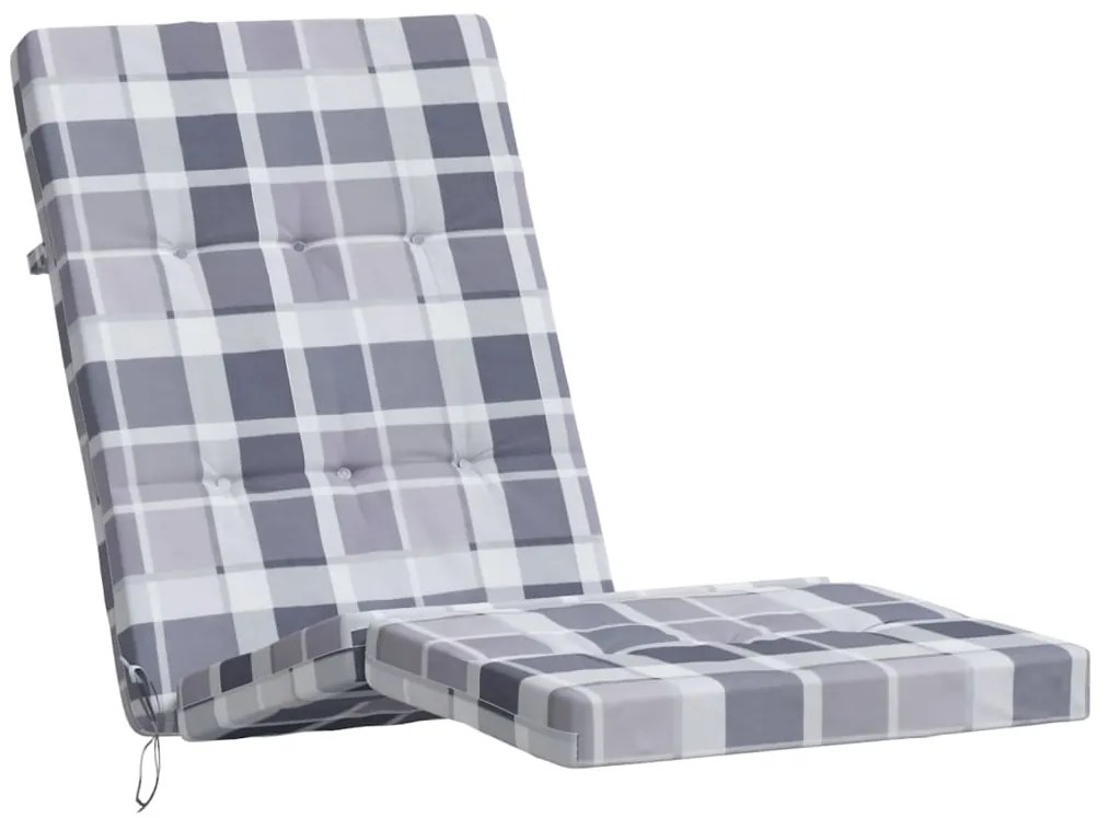 Almofadões p/ cadeira terraço 2 pcs tecido oxford xadrez cinza