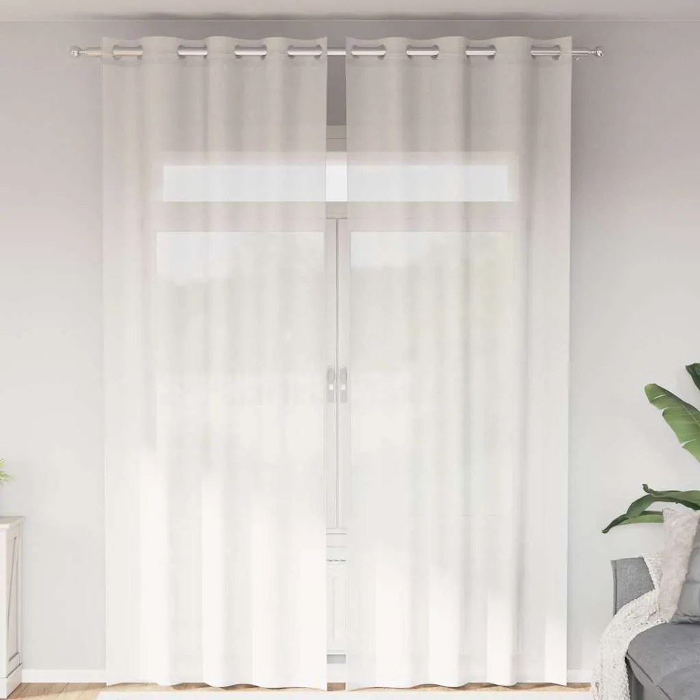 Cortinas de voile com ilhós 2 pcs branco