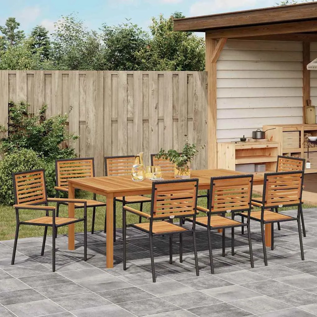 Conjunto de Jantar de Jardim 9 pcs Preto 200 x 100 x 74 cm