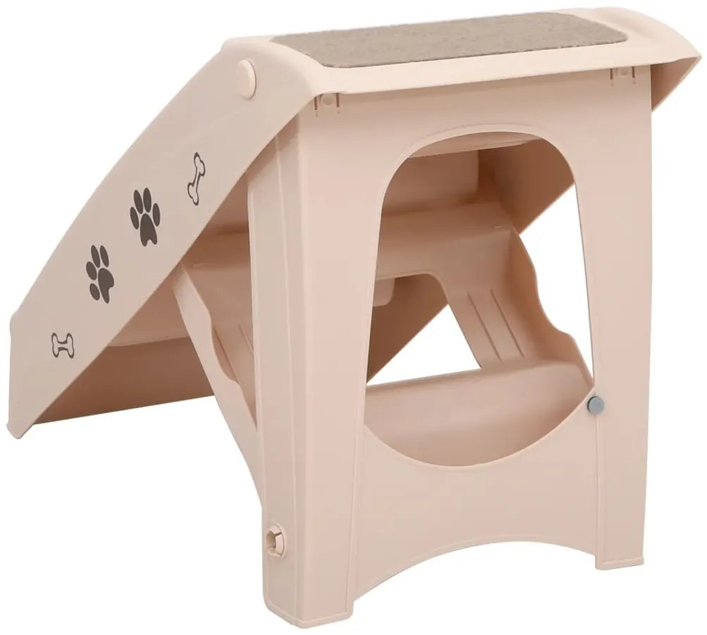 Escadas para cães dobráveis 62x40x49,5 cm cor creme
