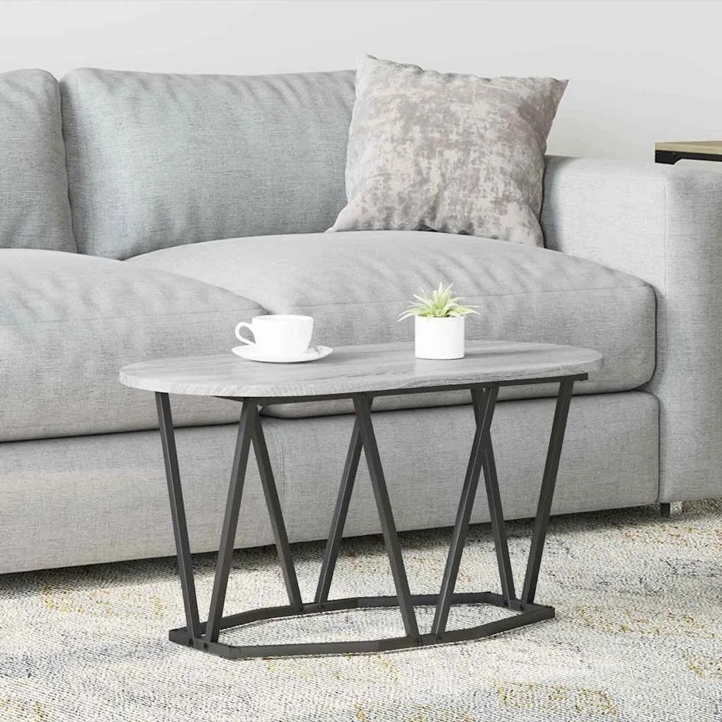 Mesa de Café Cinza Sonoma da - 80x40x40.5 cm, Feita de Madeira Engenhe