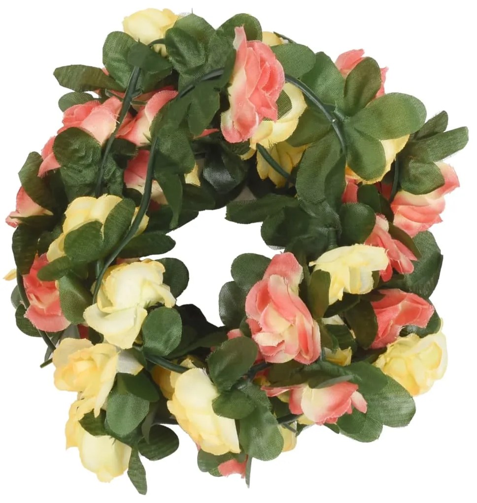 Grinaldas de flores de Natal 6 pcs 250 cm vermelho pôr-do-sol