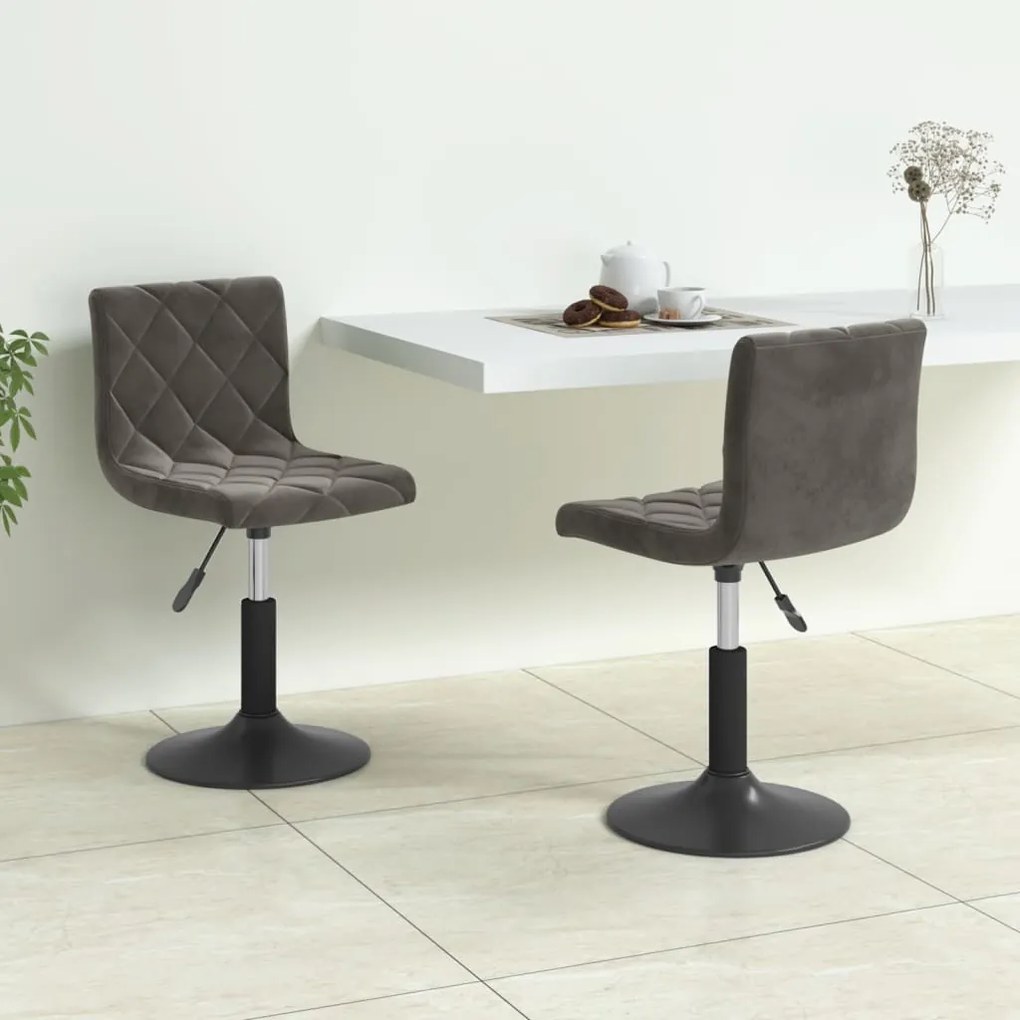 vidaXL Cadeiras de jantar giratórias 2 pcs veludo cinzento-escuro