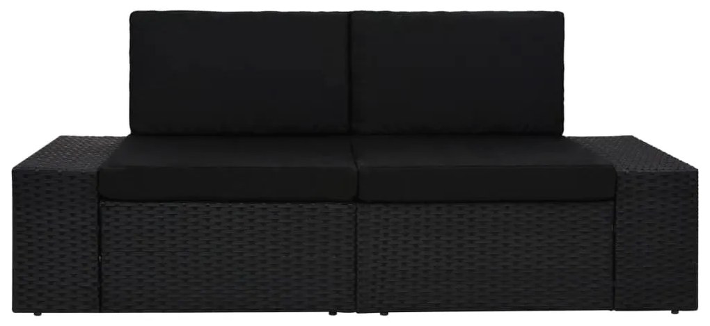Sofá seccional de 2 lugares vime PE preto