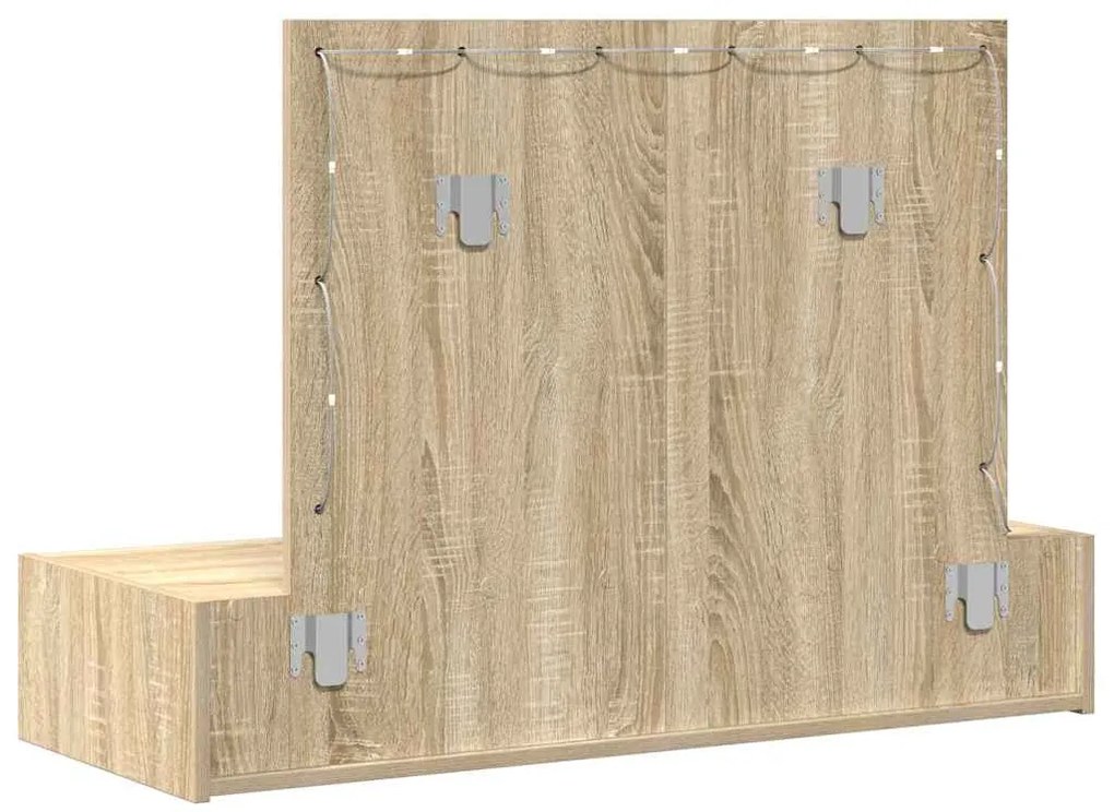 Mesa de Maquilhagem de Parede com Luzes LED em Carvalho Sonoma