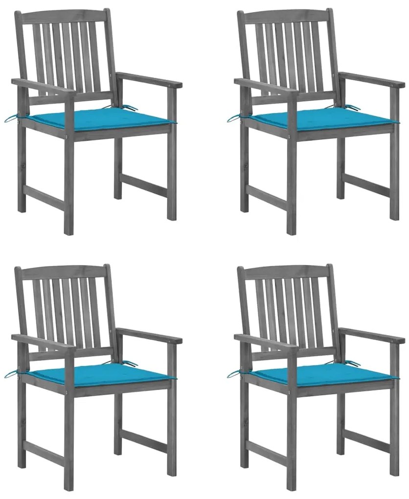 Cadeiras de jardim com almofadões 4 pcs acácia maciça cinza